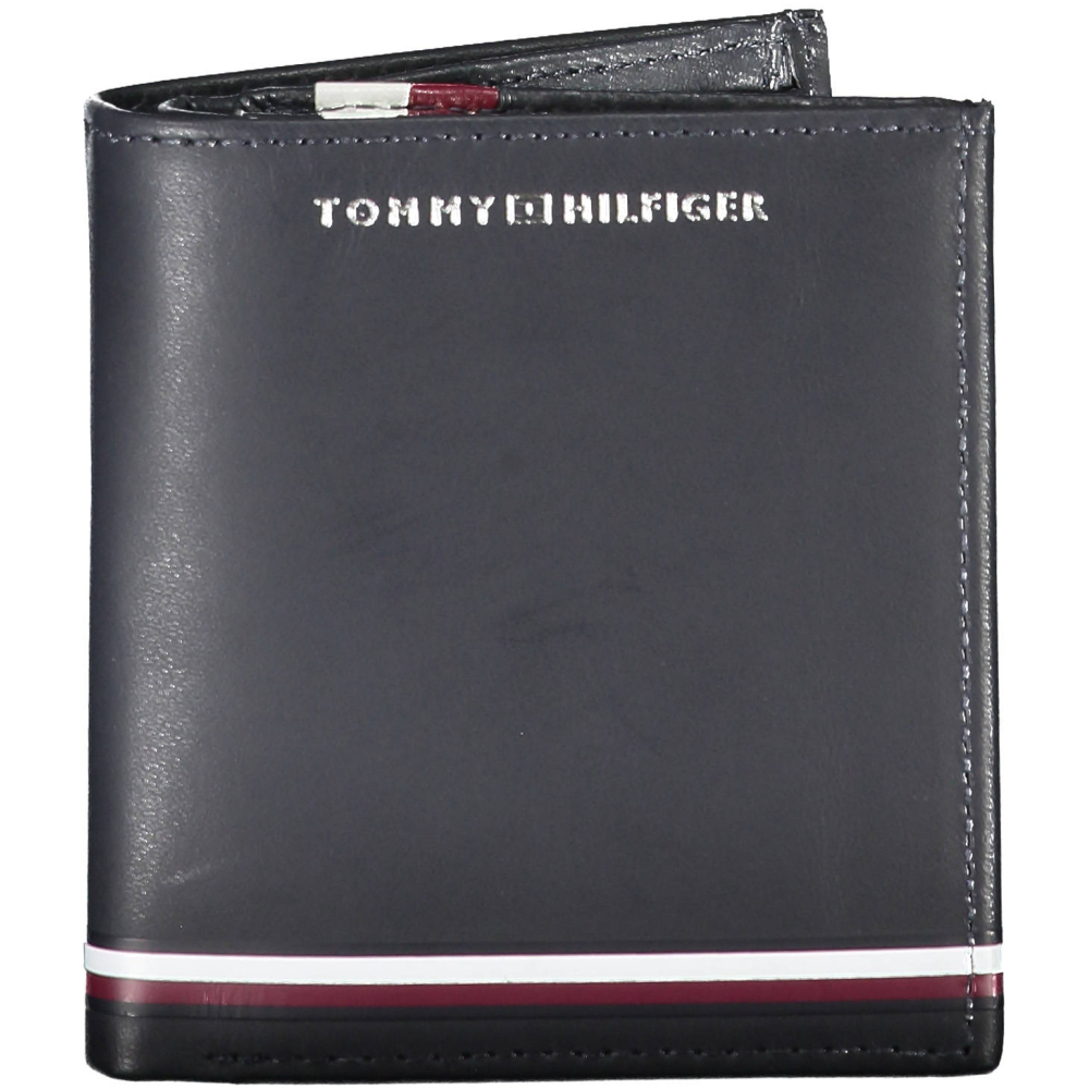 TOMMY HILFIGER MEN'S NAVY BLUE LEATHER WALLET