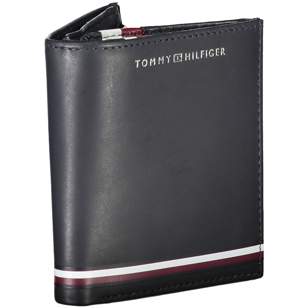 TOMMY HILFIGER MEN'S NAVY BLUE LEATHER WALLET