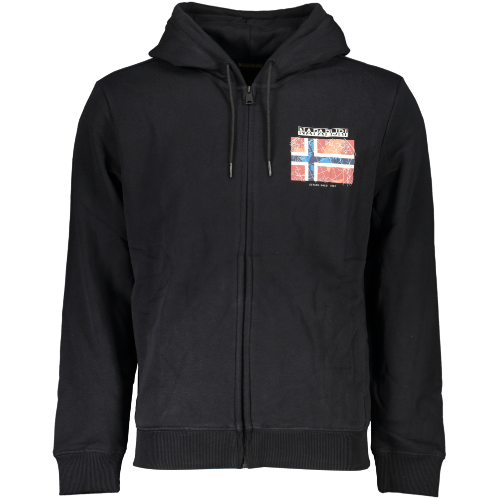 NAPAPIJRI MEN'S BLACK ZIPPED SWEATSHIRT