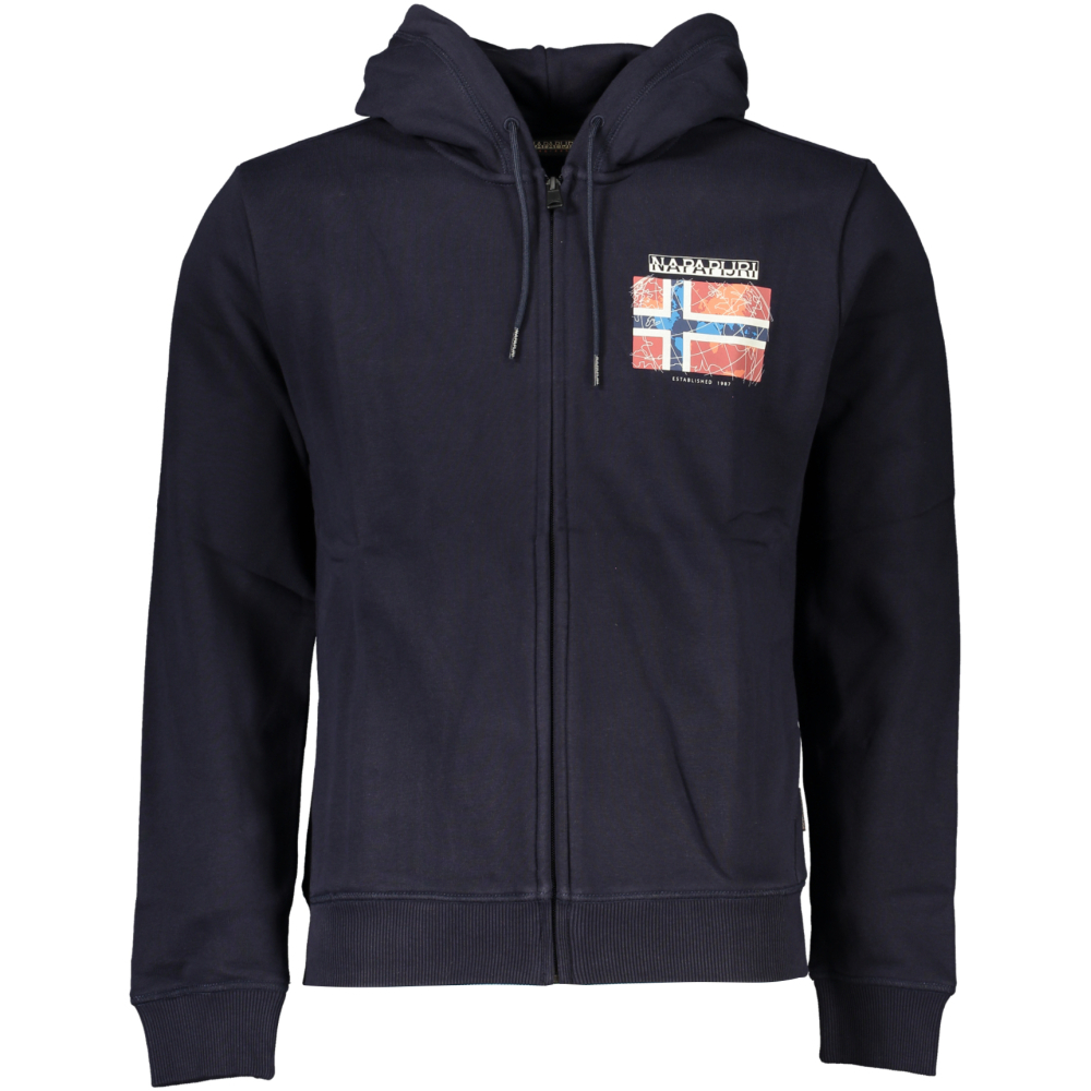 NAPAPIJRI MEN'S NAVY BLUE ZIPPED HOODY