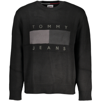 TOMMY HILFIGER MEN'S BLACK ORGANIC COTTON SWEATER TOMMY HILFIGER MEN'S BLACK ORGANIC COTTON SWEATER