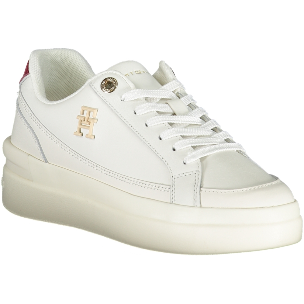 TOMMY HILFIGER WHITE WOMEN'S LEATHER TRAINERS