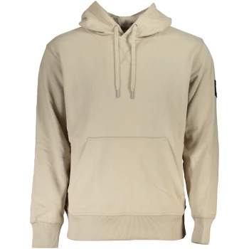 CALVIN KLEIN MEN'S BEIGE FLEECED HOODY CALVIN KLEIN MEN'S BEIGE FLEECED HOODY