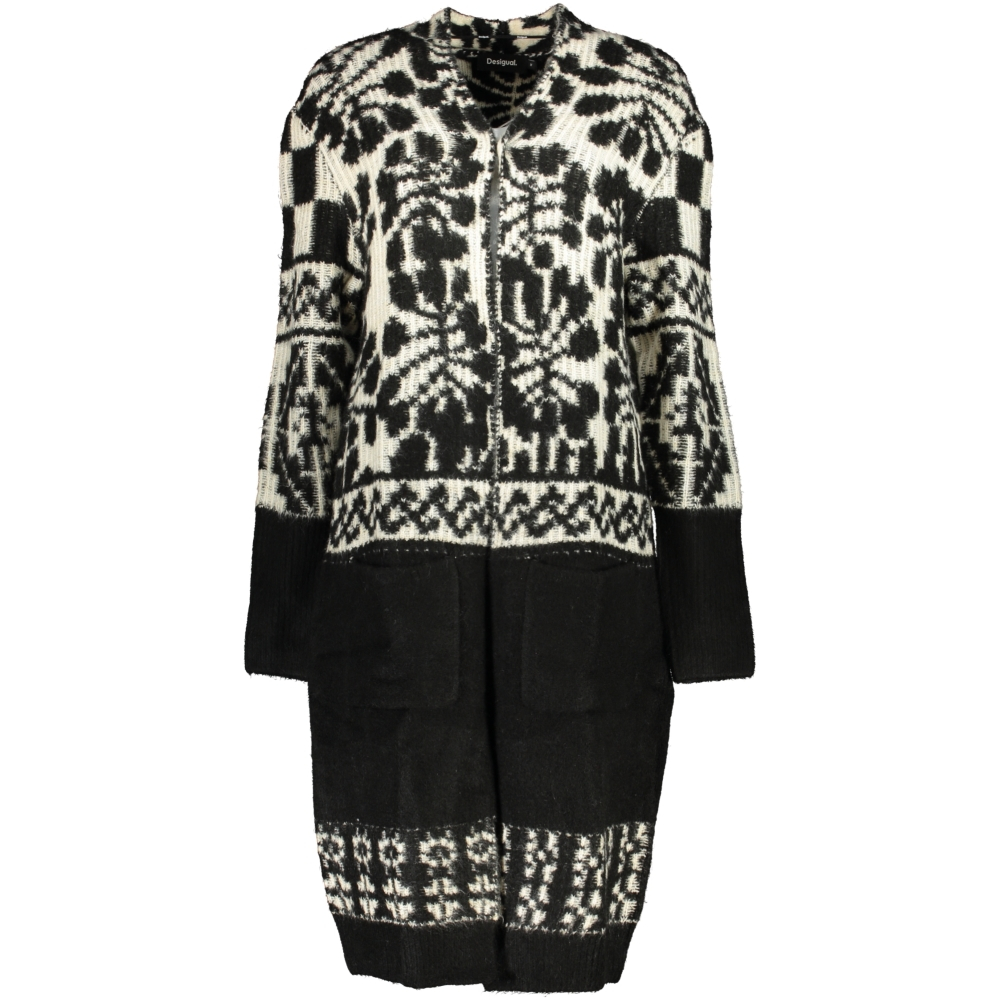 DESIGUAL BLACK AND WHITE WOMEN'S COAT