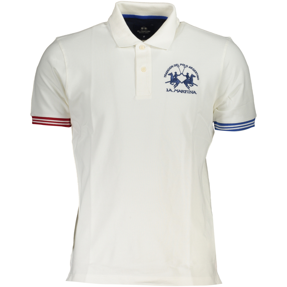 LA MARTINA MEN'S WHITE SHORT SLEEVE POLO SHIRT