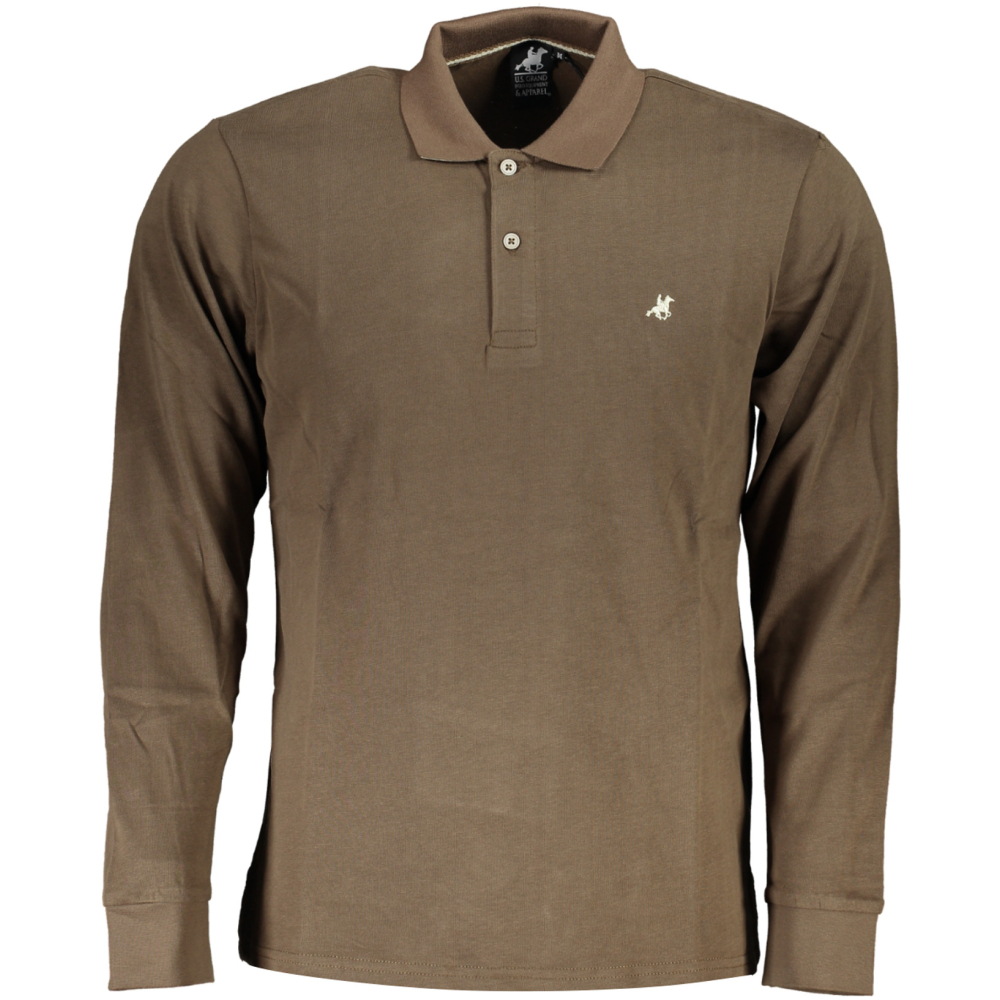 US GRAND POLO MEN'S LONG SLEEVED POLO SHIRT BROWN