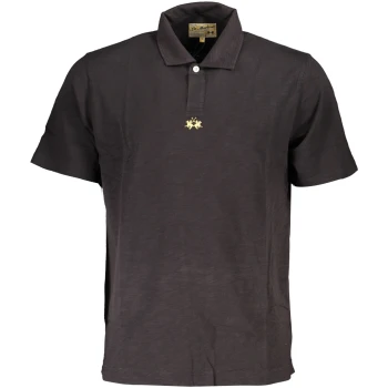 LA MARTINA MEN'S BLACK SHORT SLEEVED POLO SHIRT