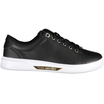 TOMMY HILFIGER BLACK WOMEN'S LEATHER TRAINERS