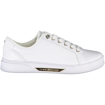TOMMY HILFIGER BLACK WOMEN'S LEATHER TRAINERS