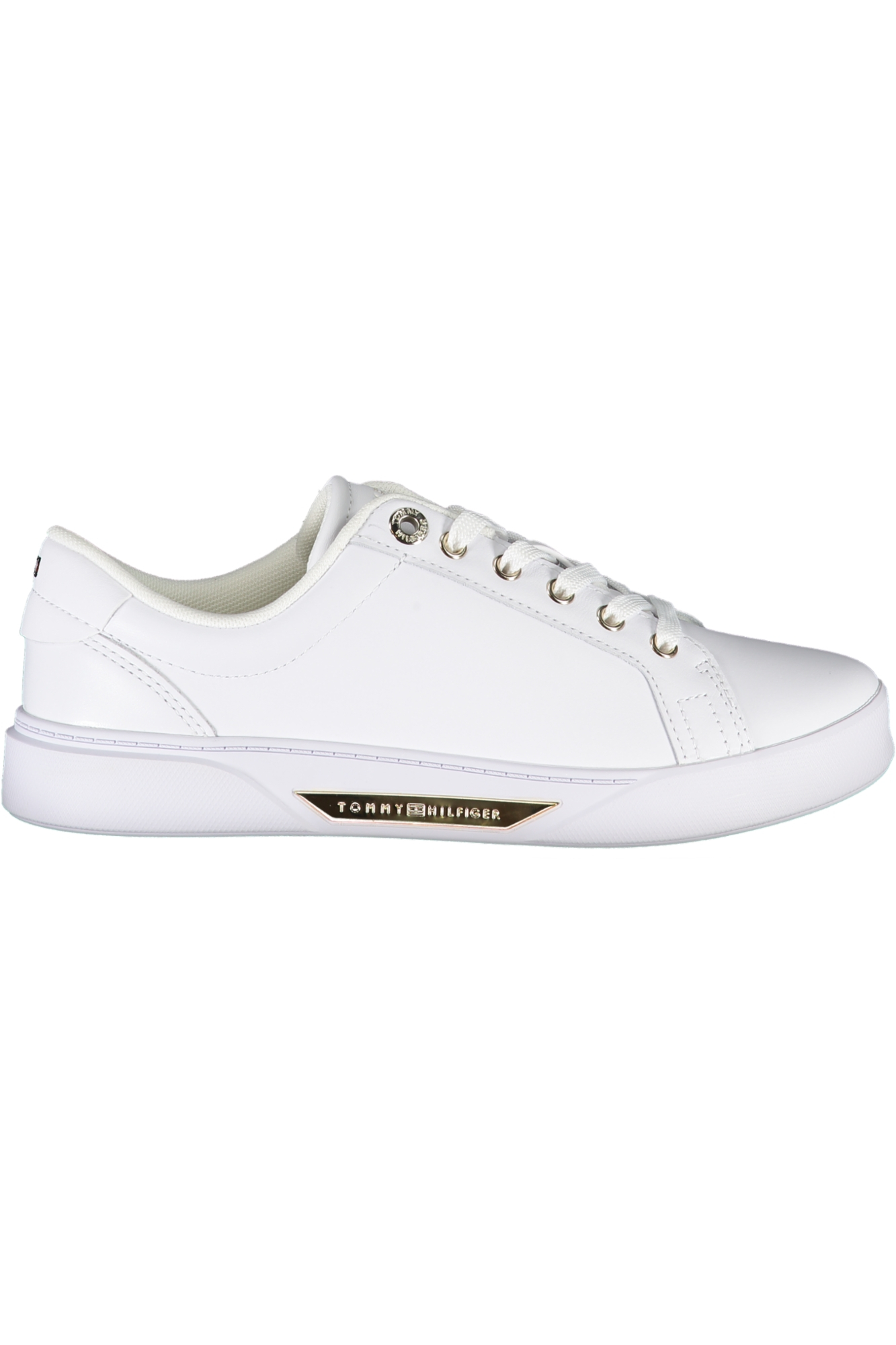 TOMMY HILFIGER WHITE WOMEN'S LEATHER TRAINERS TOMMY HILFIGER WHITE WOMEN'S LEATHER TRAINERS