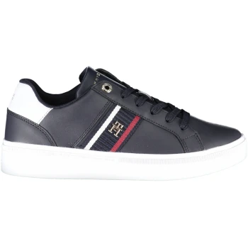 TOMMY HILFIGER WOMEN'S NAVY BLUE LEATHER TRAINERS