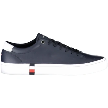 TOMMY HILFIGER MEN'S NAVY BLUE LEATHER TRAINERS