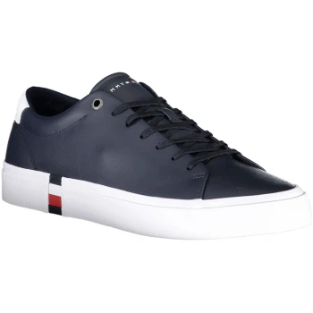 TOMMY HILFIGER MEN'S NAVY BLUE LEATHER TRAINERS