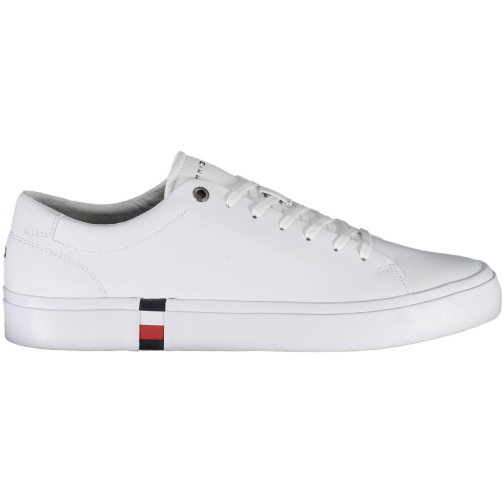 TOMMY HILFIGER WHITE MEN'S LEATHER TRAINERS