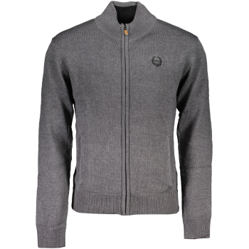 GIAN MARCO VENTURI MEN'S ZIPPED GREY CARDIGAN