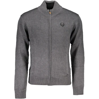 GIAN MARCO VENTURI MEN'S ZIPPED GREY CARDIGAN