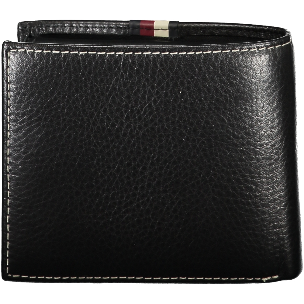 TOMMY HILFIGER MEN'S BLACK LEATHER WALLET