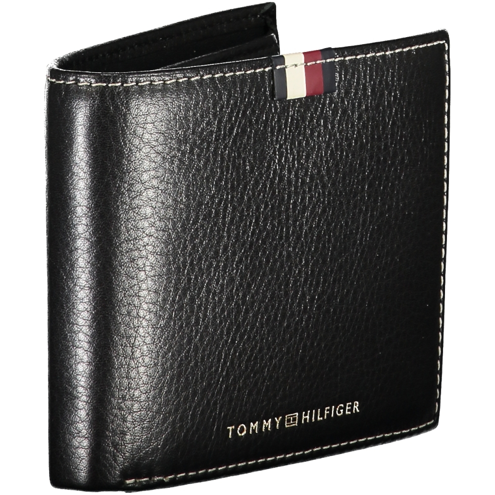 TOMMY HILFIGER MEN'S BLACK LEATHER WALLET