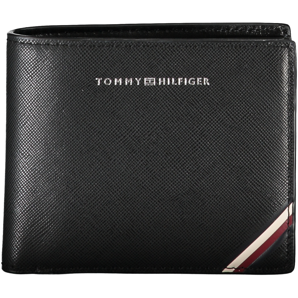 TOMMY HILFIGER MEN'S BLACK LEATHER WALLET