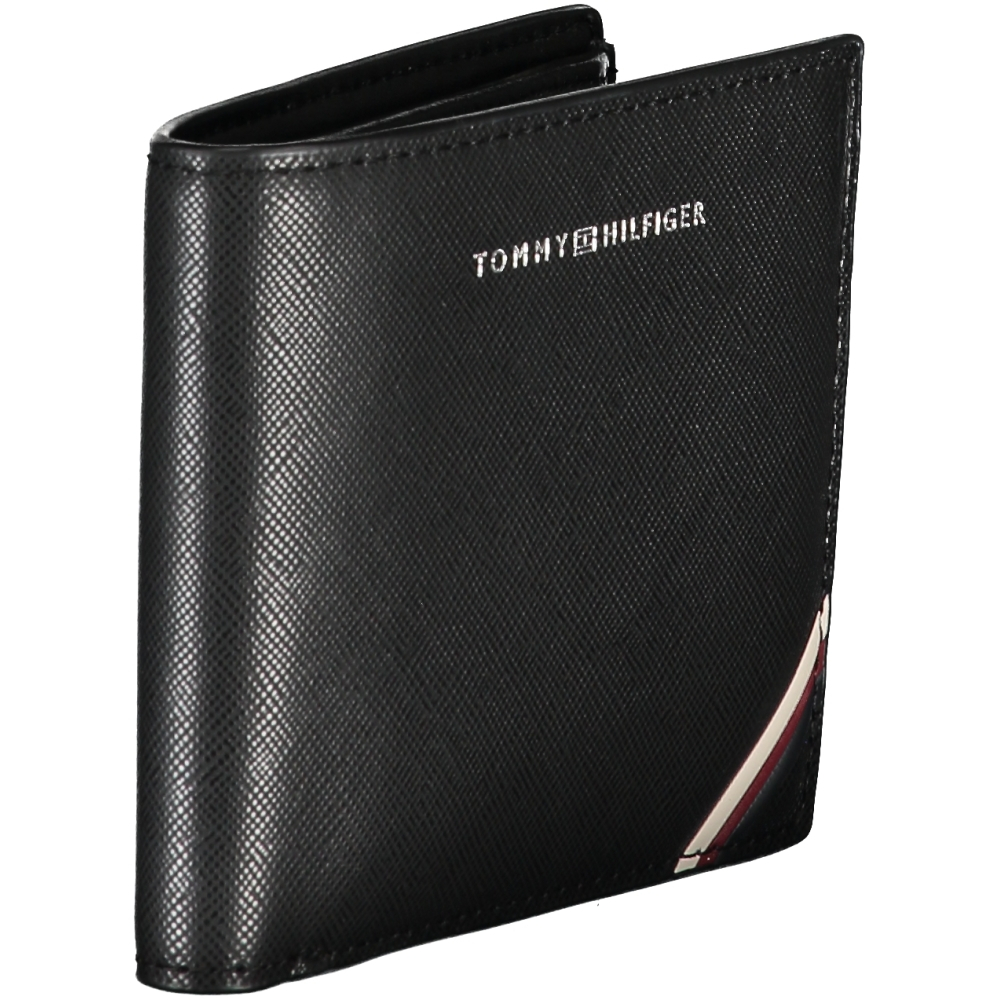 TOMMY HILFIGER MEN'S BLACK LEATHER WALLET