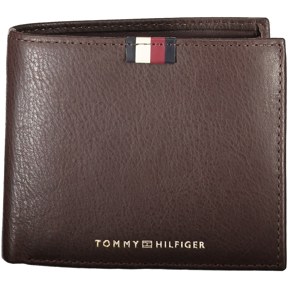 TOMMY HILFIGER MEN'S BROWN LEATHER WALLET