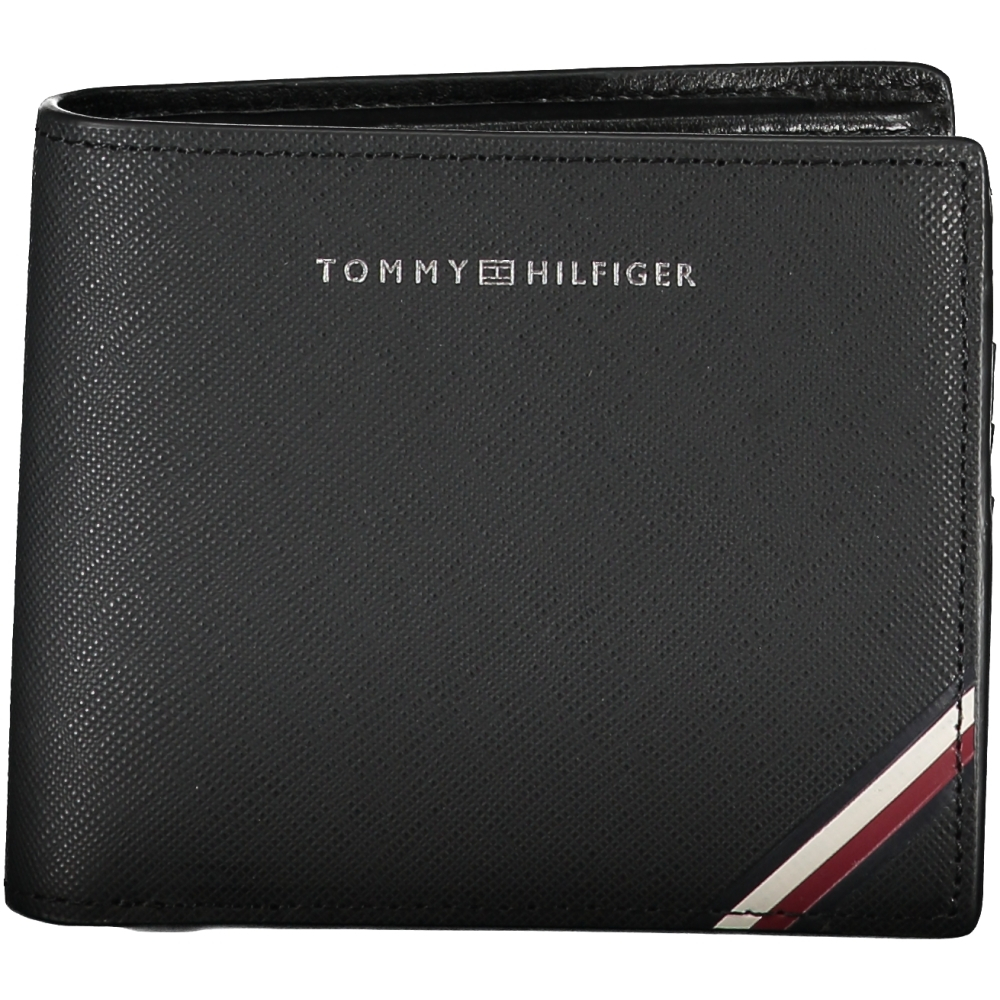 TOMMY HILFIGER MEN'S BLACK LEATHER WALLET