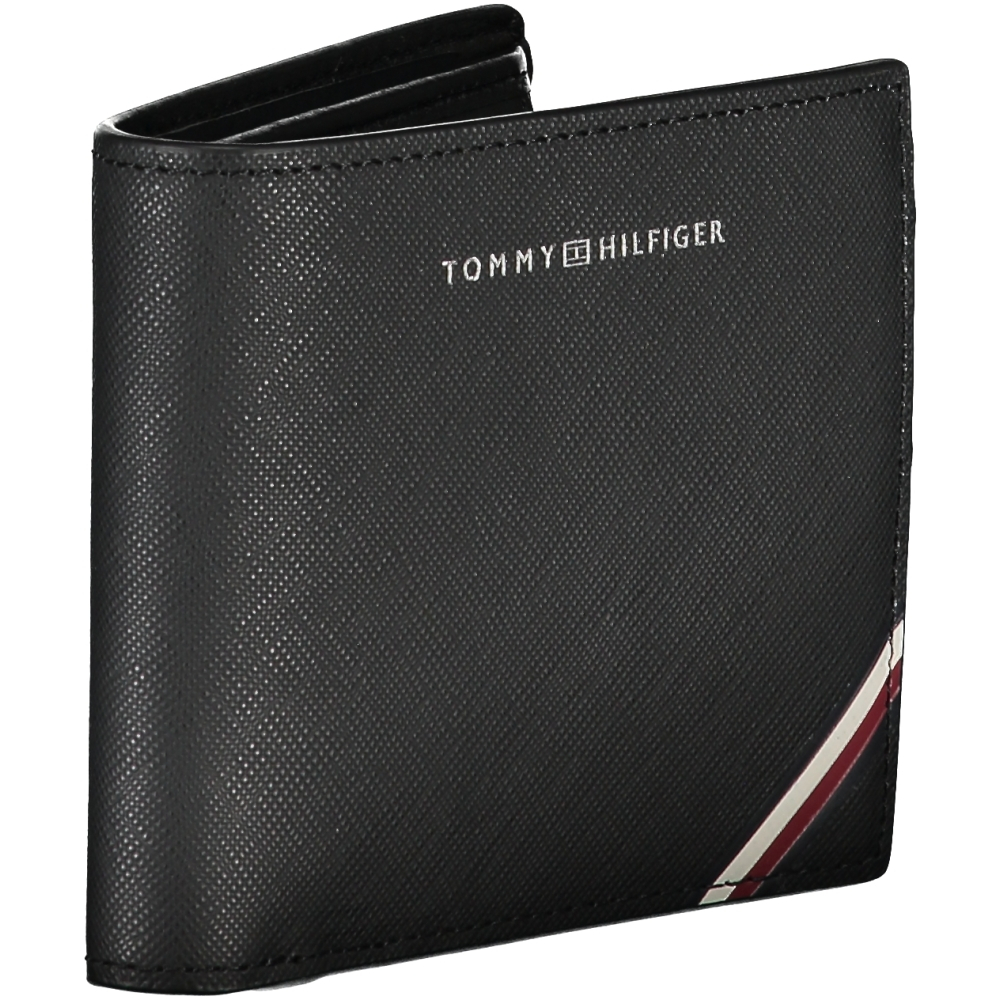 TOMMY HILFIGER MEN'S BLACK LEATHER WALLET