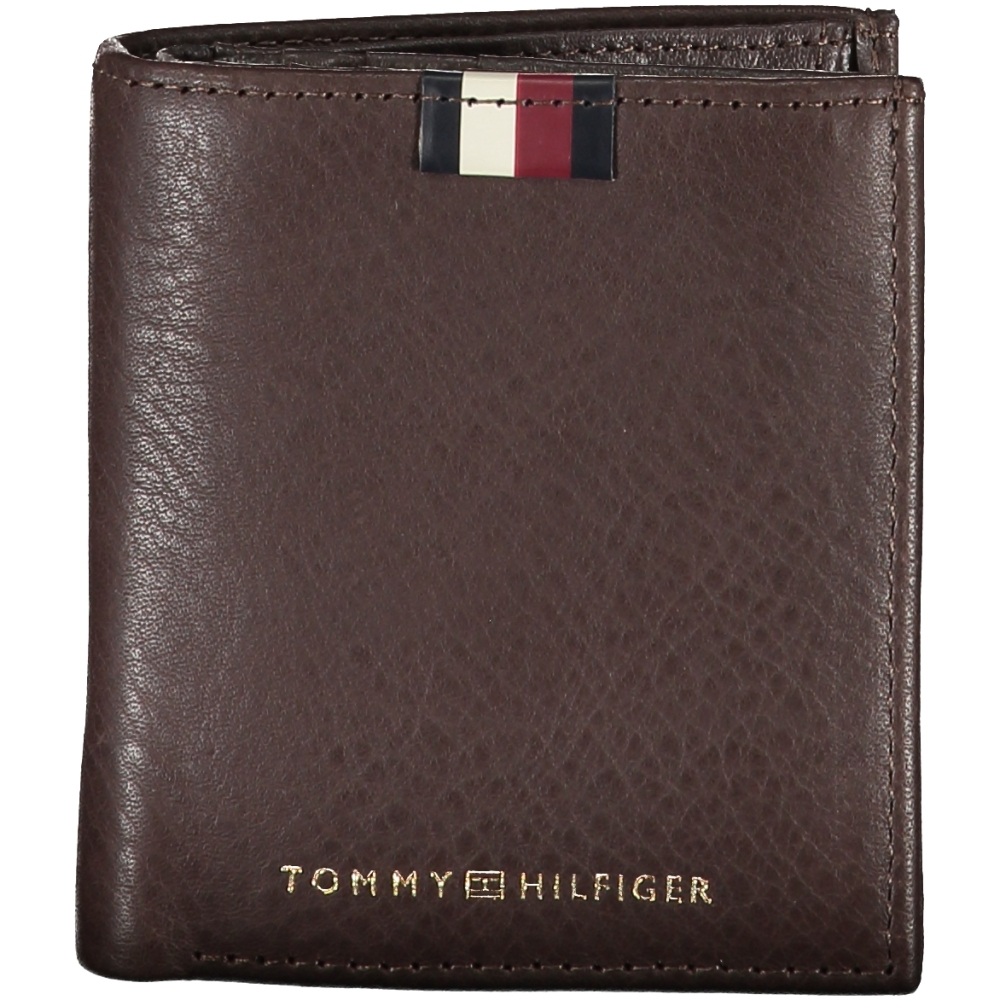 TOMMY HILFIGER MEN'S BROWN LEATHER WALLET