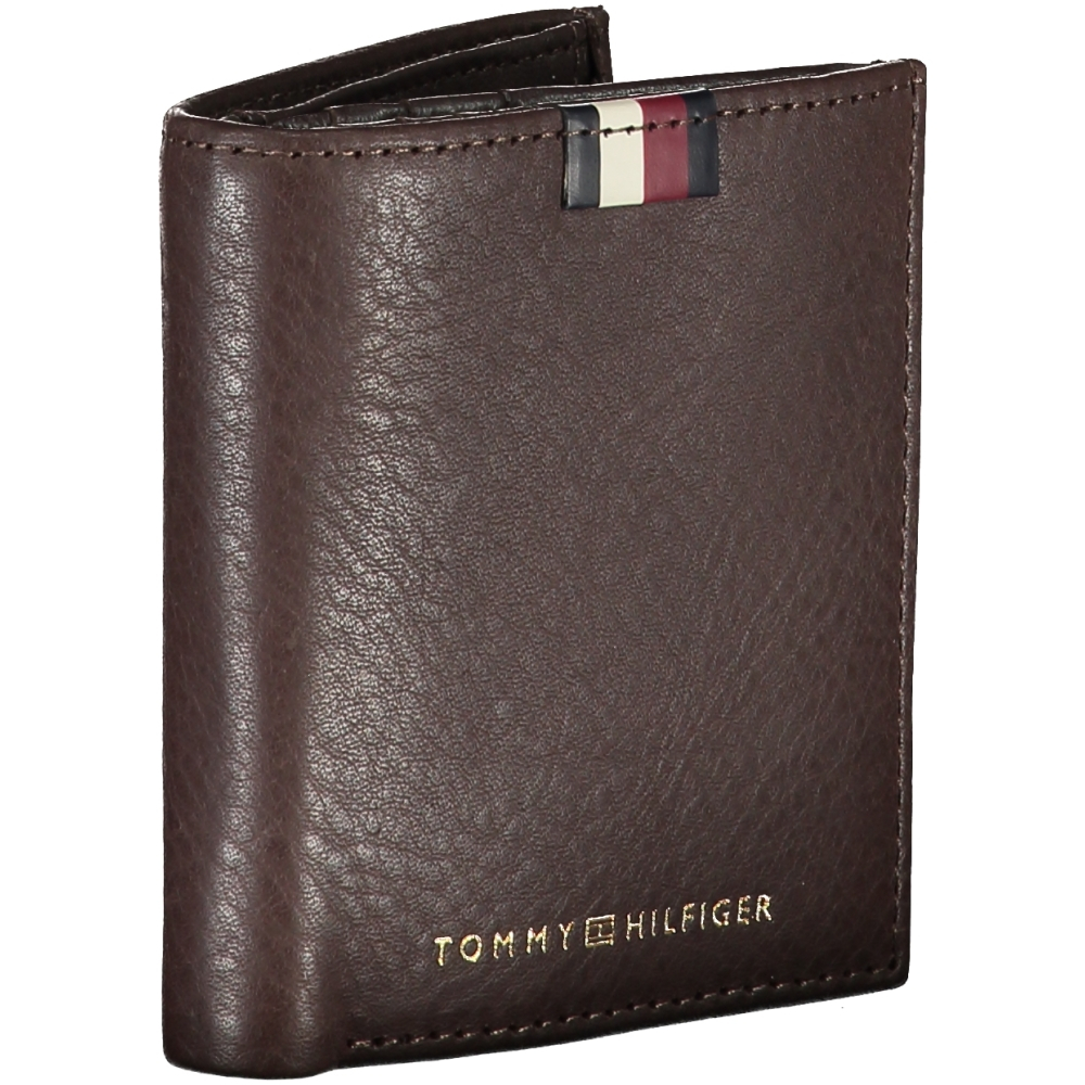 TOMMY HILFIGER MEN'S BROWN LEATHER WALLET