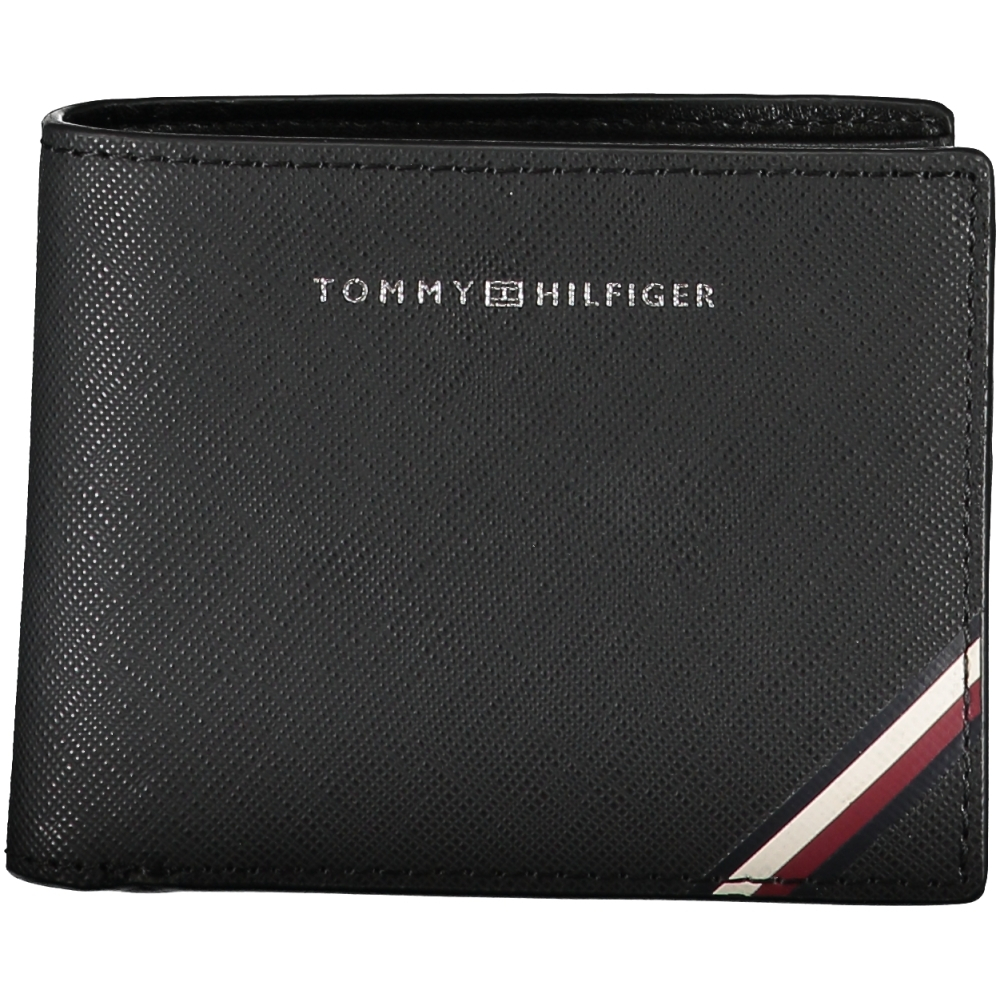 TOMMY HILFIGER MEN'S BLACK LEATHER WALLET