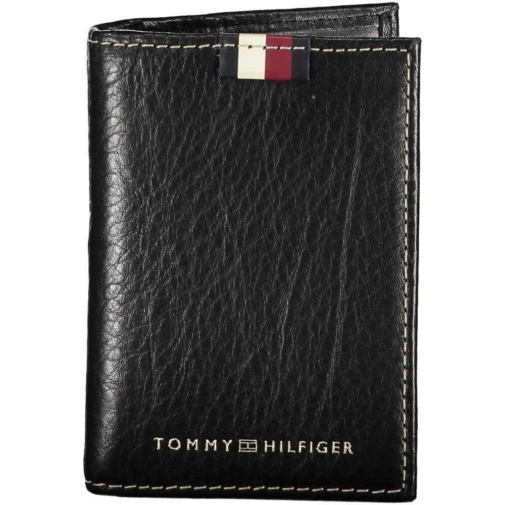 TOMMY HILFIGER MEN'S BLACK LEATHER WALLET