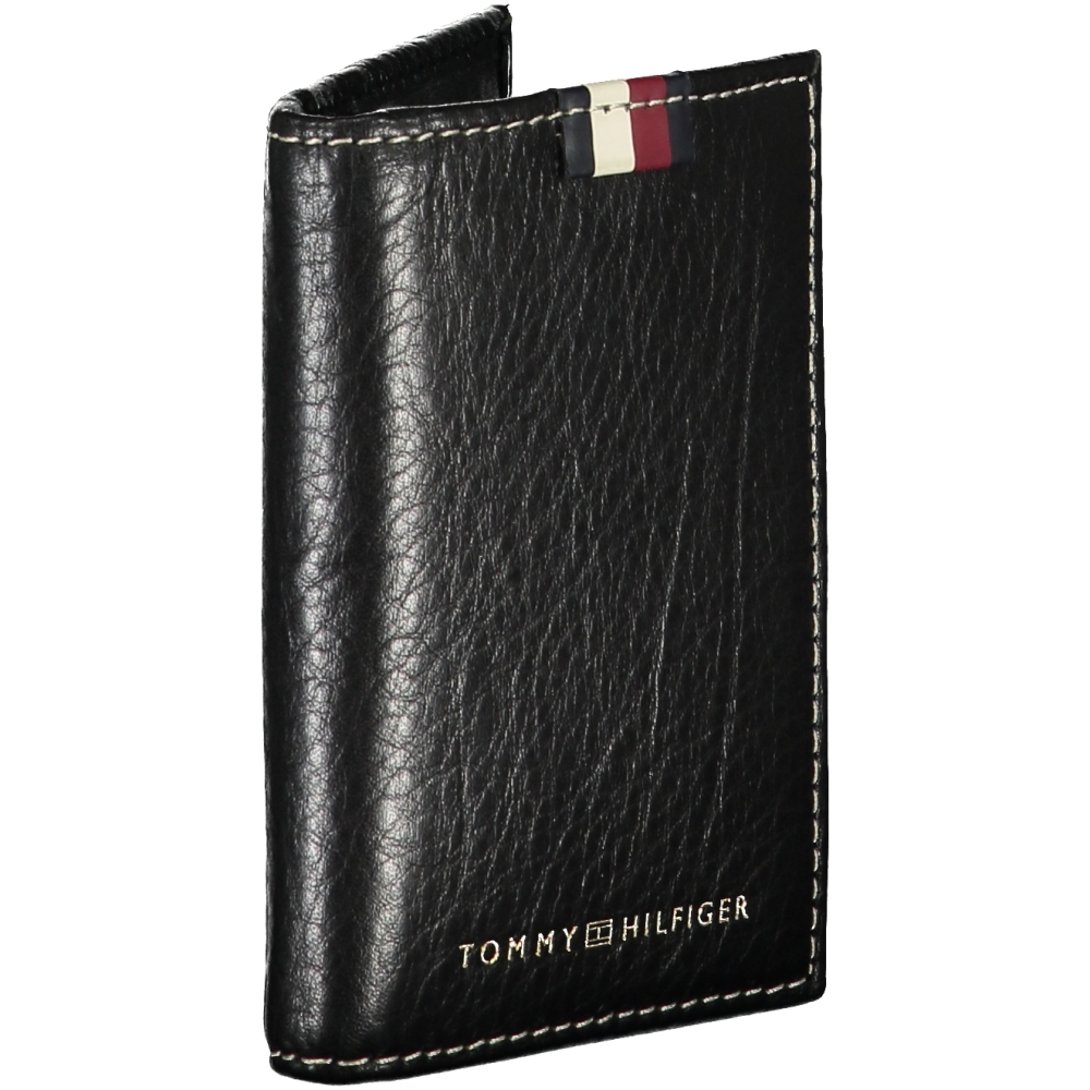 TOMMY HILFIGER MEN'S BLACK LEATHER WALLET