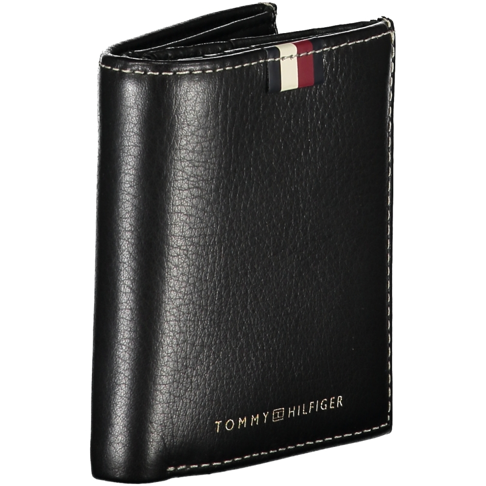 TOMMY HILFIGER MEN'S BLACK LEATHER WALLET