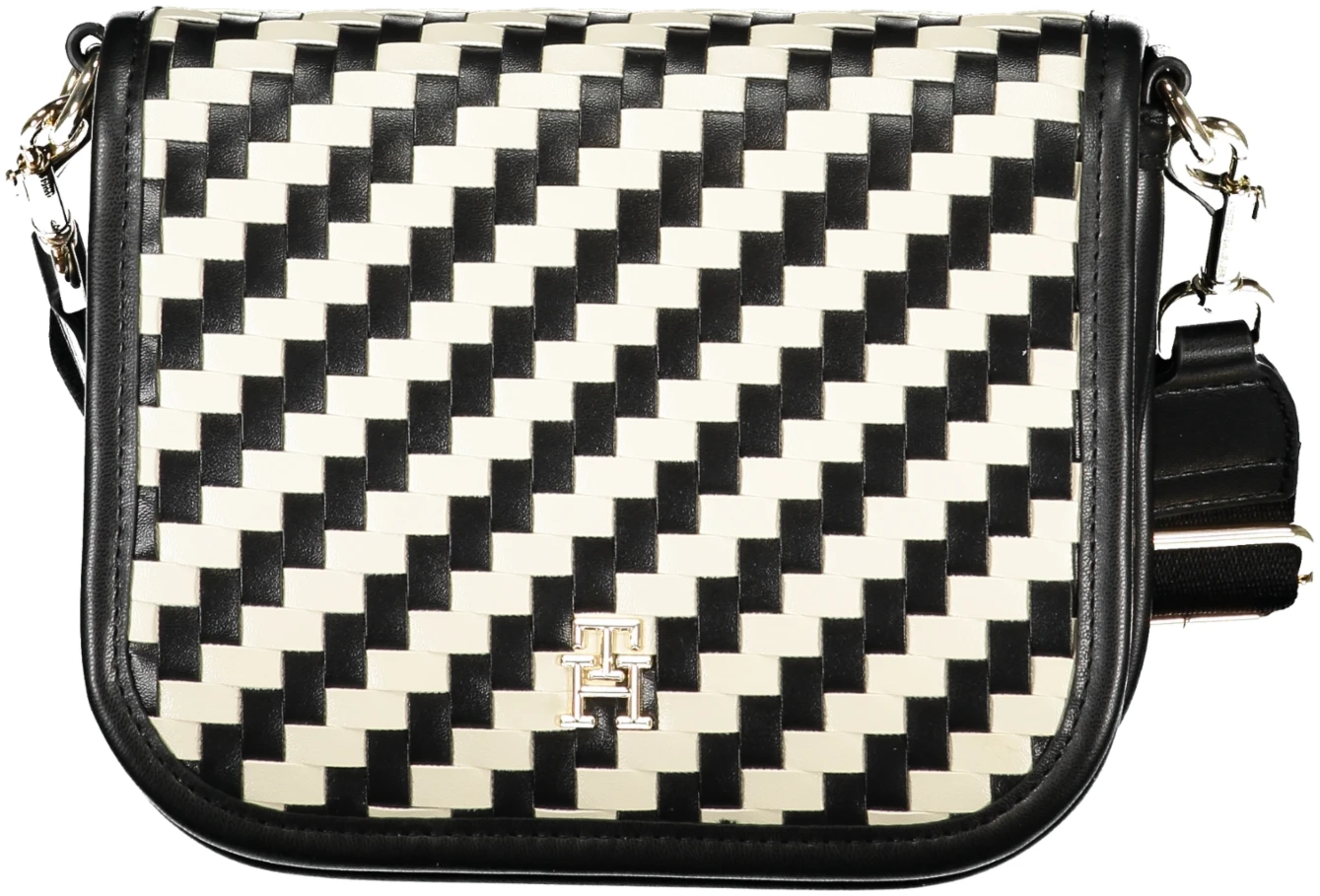 TOMMY HILFIGER BLACK AND WHITE SHOULDER BAG TOMMY HILFIGER BLACK AND WHITE SHOULDER BAG