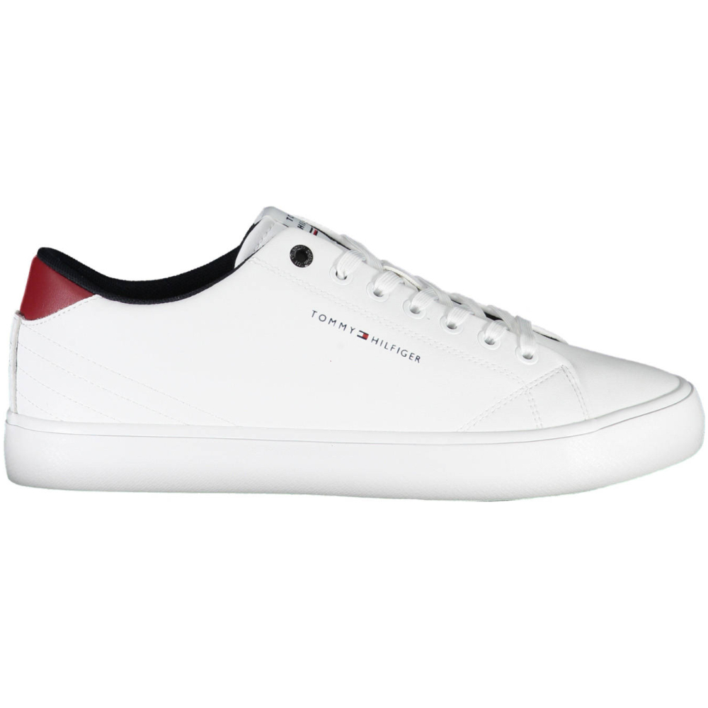 TOMMY HILFIGER MEN'S WHITE LEATHER TRAINERS