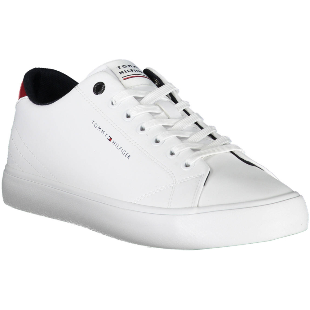 TOMMY HILFIGER MEN'S WHITE LEATHER TRAINERS