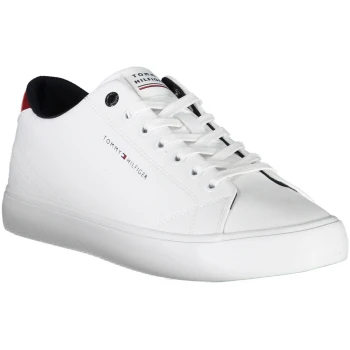 TOMMY HILFIGER MEN'S WHITE LEATHER TRAINERS