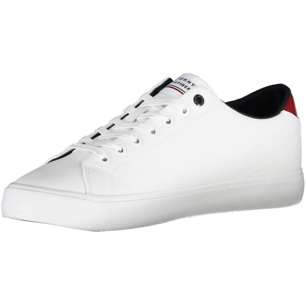 TOMMY HILFIGER MEN'S WHITE LEATHER TRAINERS