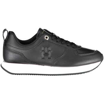 TOMMY HILFIGER BLACK WOMEN'S LEATHER TRAINERS
