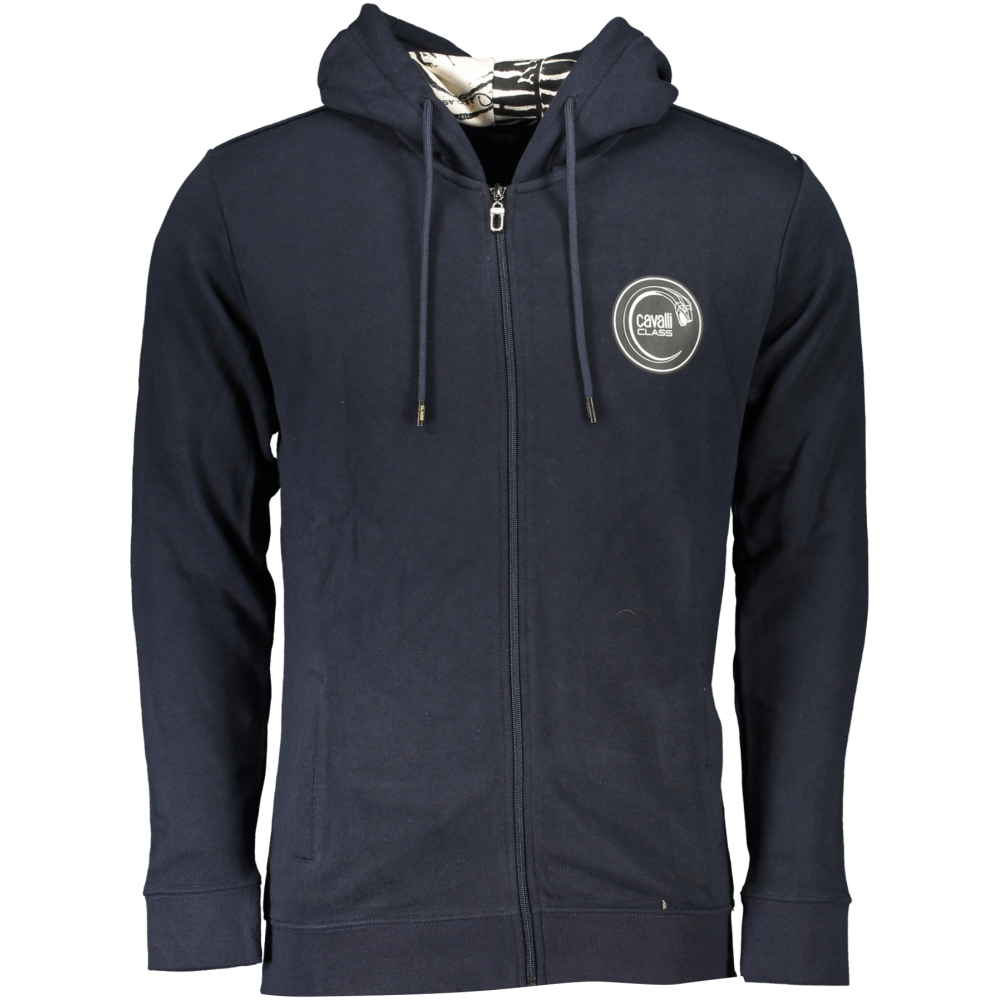 CAVALLI CLASS MEN'S NAVY BLUE HOODIE
