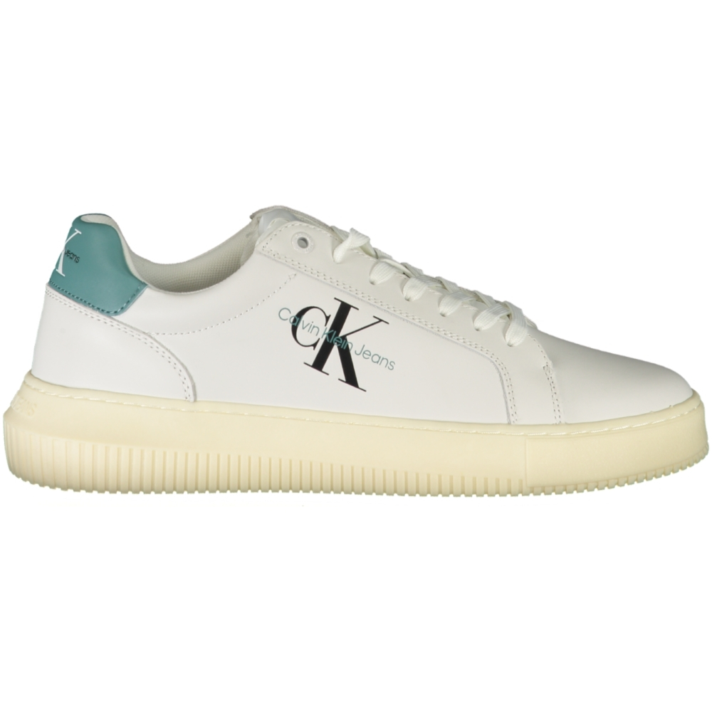 CALVIN KLEIN WHITE MEN'S LEATHER SNEAKERS