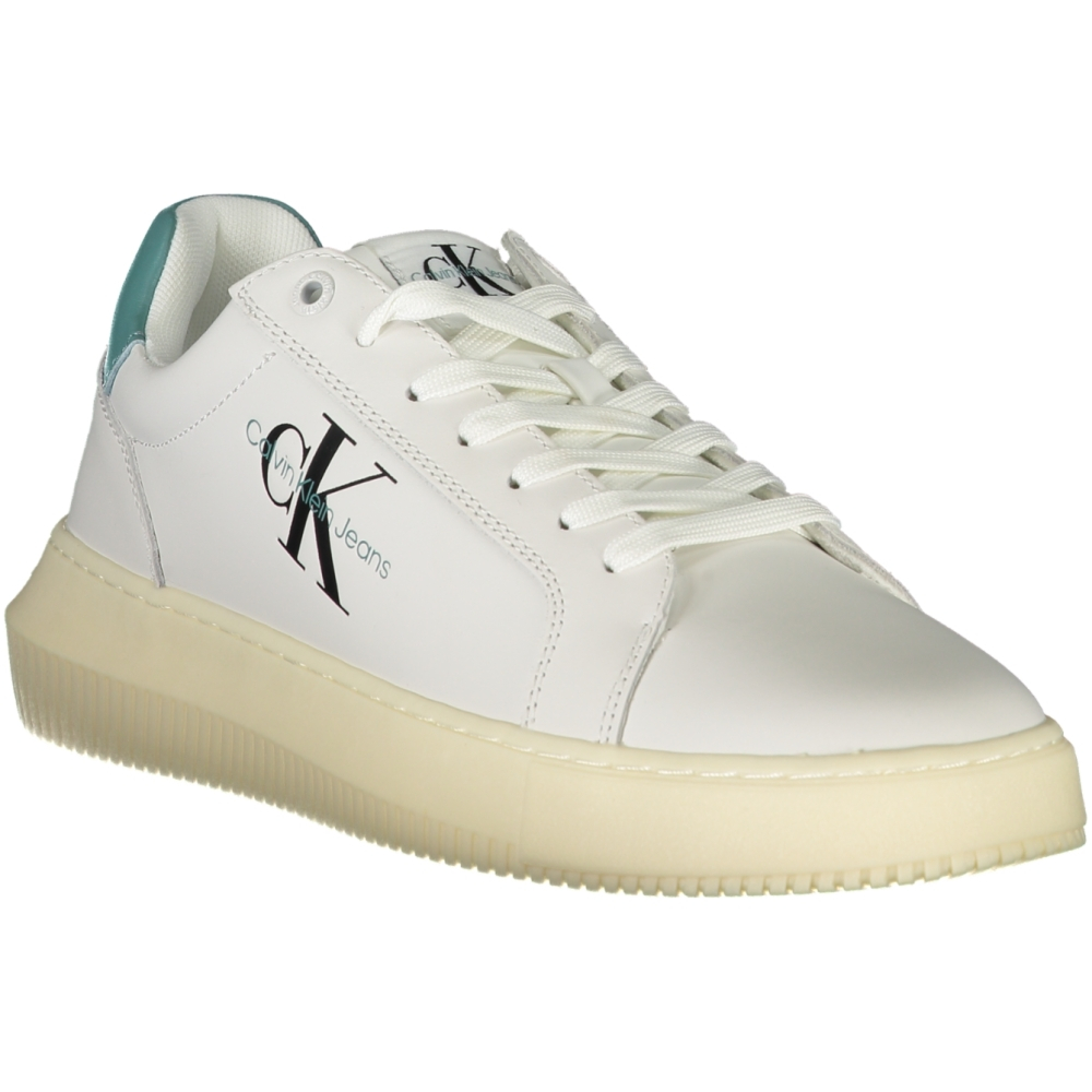 CALVIN KLEIN WHITE MEN'S LEATHER SNEAKERS