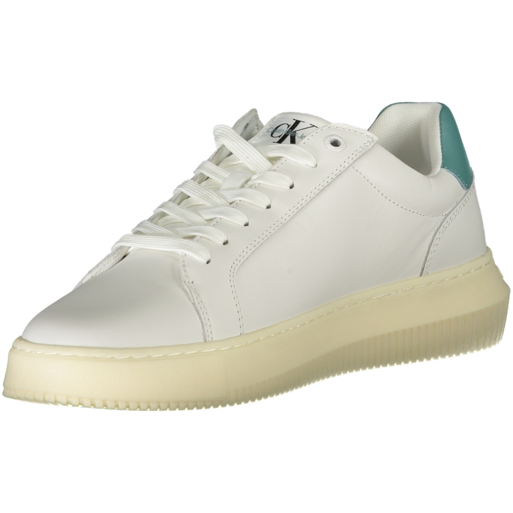 CALVIN KLEIN WHITE MEN'S LEATHER SNEAKERS