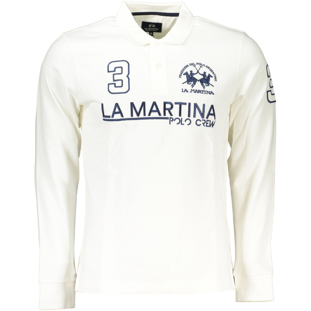 LA MARTINA MEN'S WHITE LONG SLEEVE POLO SHIRT