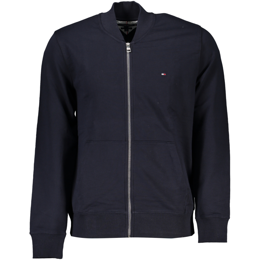 TOMMY HILFIGER MEN'S NAVY BLUE ZIPPED SWEATSHIRT