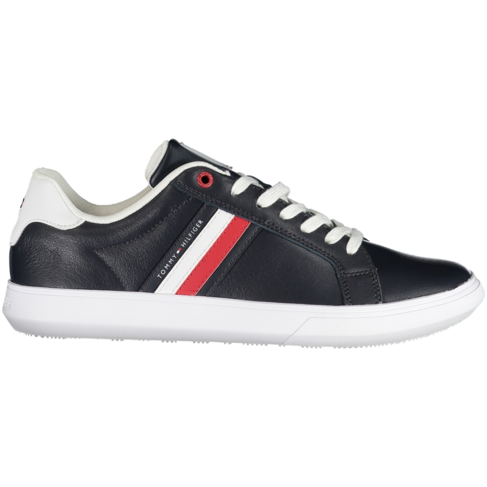 TOMMY HILFIGER NAVY BLUE MEN'S LEATHER TRAINERS