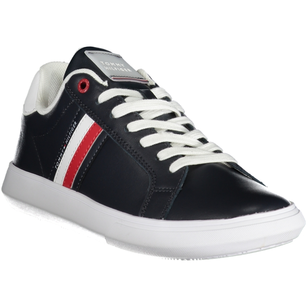 TOMMY HILFIGER NAVY BLUE MEN'S LEATHER TRAINERS