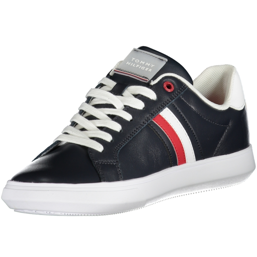 TOMMY HILFIGER NAVY BLUE MEN'S LEATHER TRAINERS