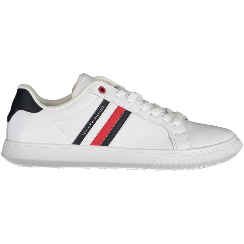 TOMMY HILFIGER MEN'S WHITE LEATHER TRAINERS