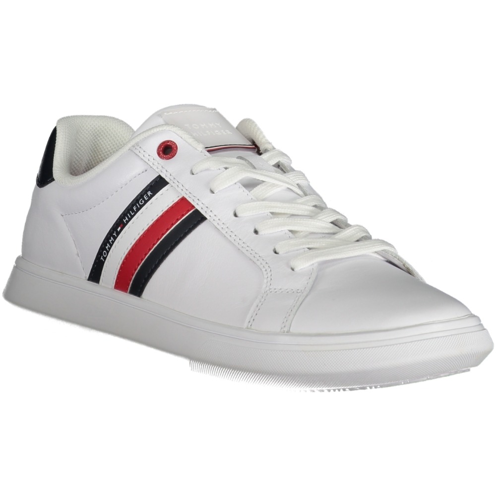 TOMMY HILFIGER MEN'S WHITE LEATHER TRAINERS